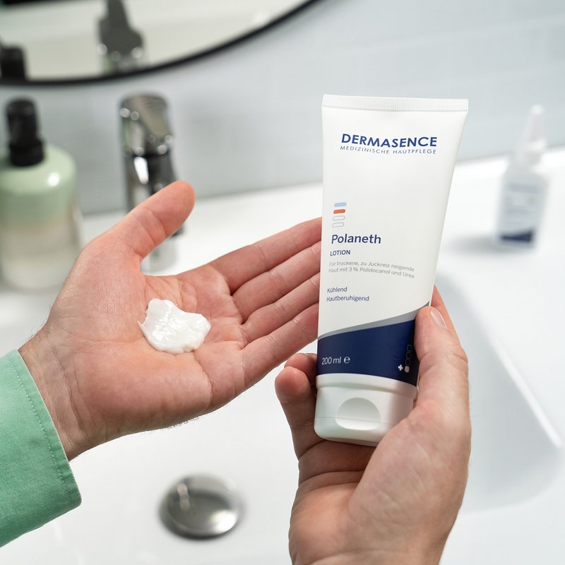 DERMASENCE Polaneth Lotion – textuur op de huid