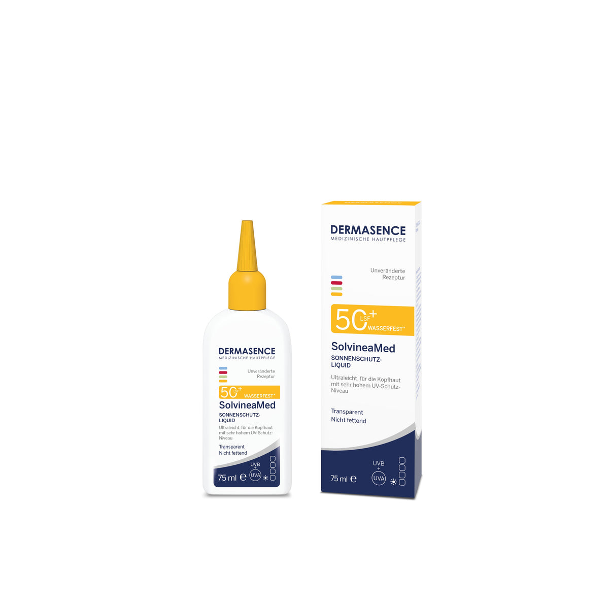 DERMASENCE SolvineaMed Sun protection liquid SPF 50+ 75 ml – productverpakking